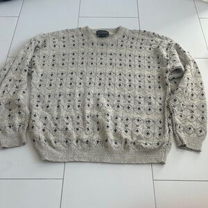 Hill Archer Vintage Men's Beige Patterned Sweater XL